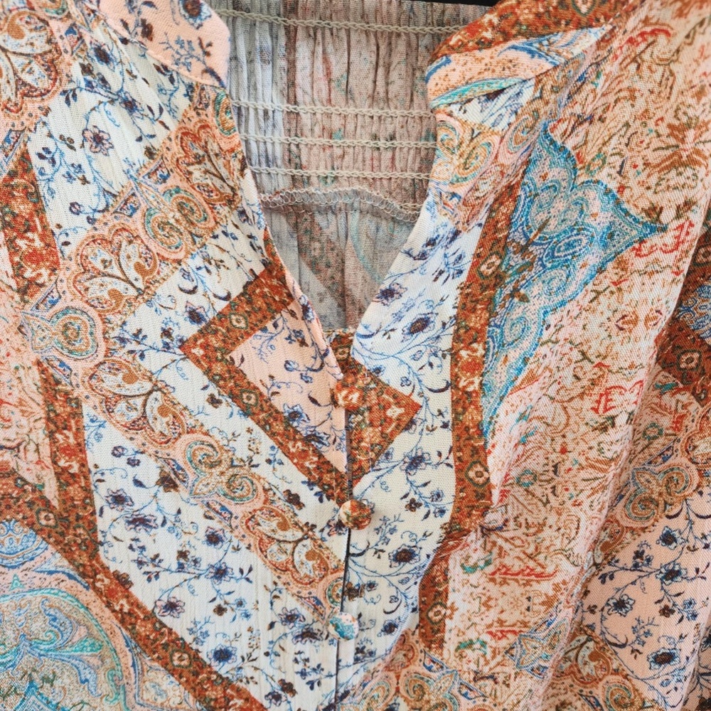 Rose & Olive Mixed Patchwork Pattern Boho Tunic B… - image 3